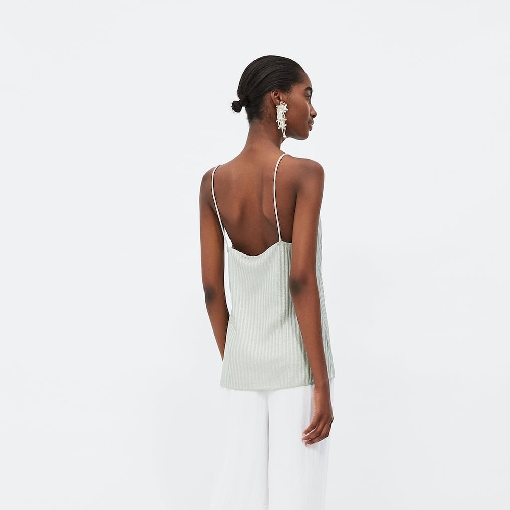 NWT Zara Sparkly Ribbed Top Straps - Picture 6 of 8
